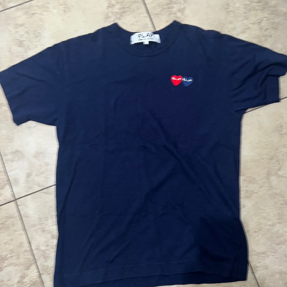 MENS COMME DE GARCONS TEE NAVY SIZE L